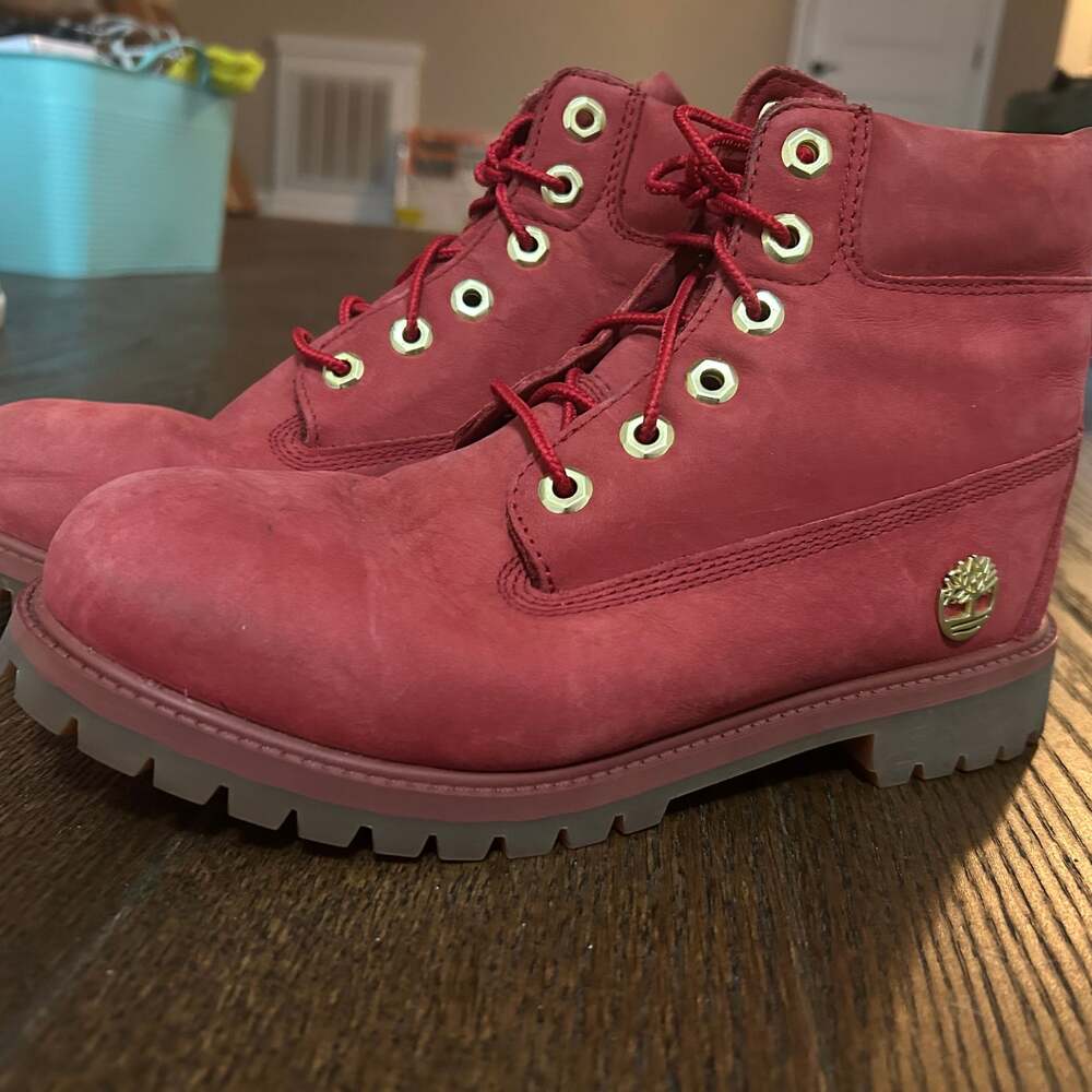 Timberland Junior 6” PREMIUM‎ DK RED Nubuck TB 0A42RR Waterproof Boots. SZ:7